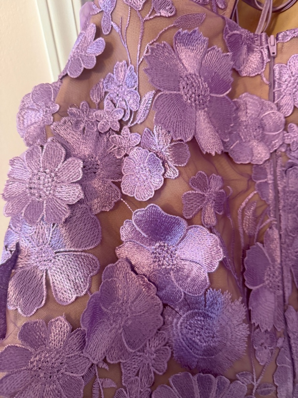 Strapless Lavender Floral Appliqué Mini Dress NWT - Picture 7 of 8